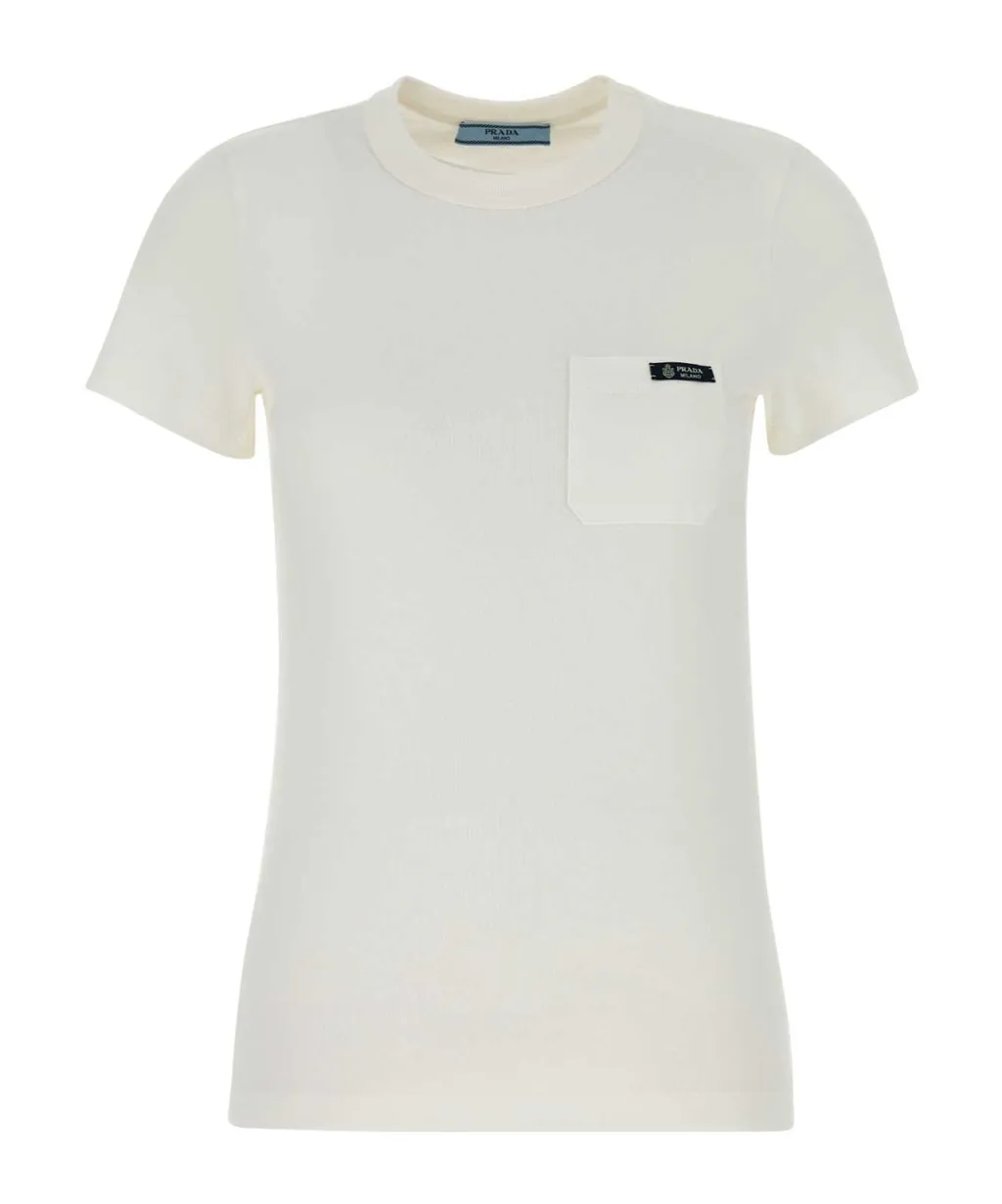 Prada Logo-Patch Crewneck T-Shirt