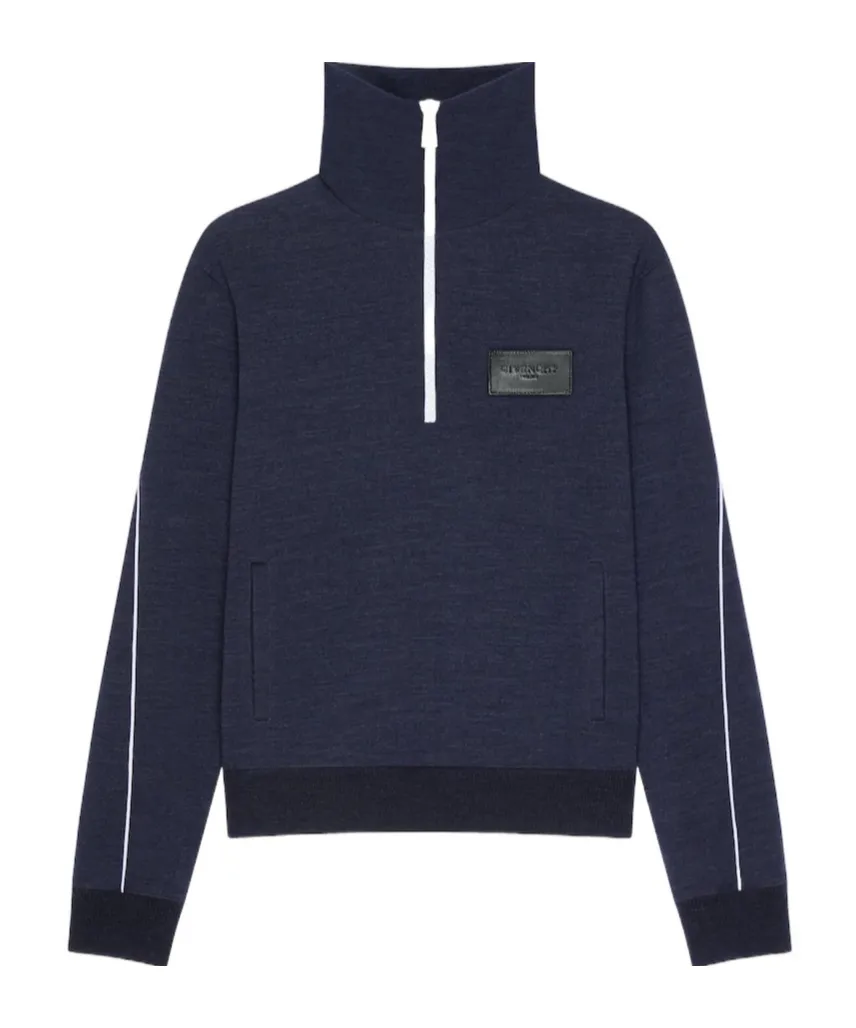 Zipped Sweatshirt In Wool With Givenchy Paris Patch