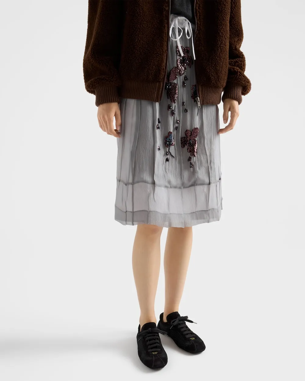 Prada Mesh-Panelled Lace-Up Sneakers