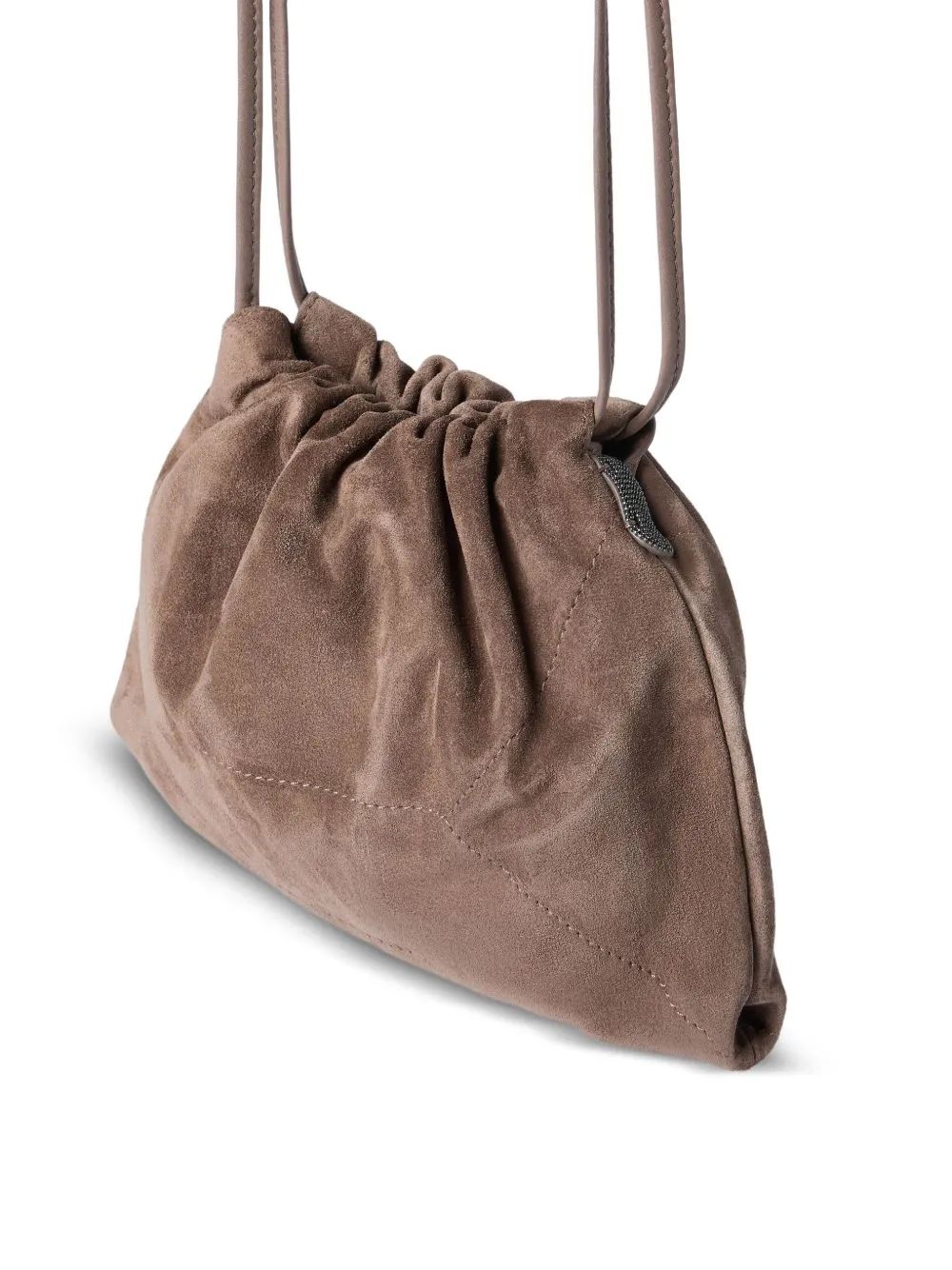 Monili-Detail Suede Cross Body Bag