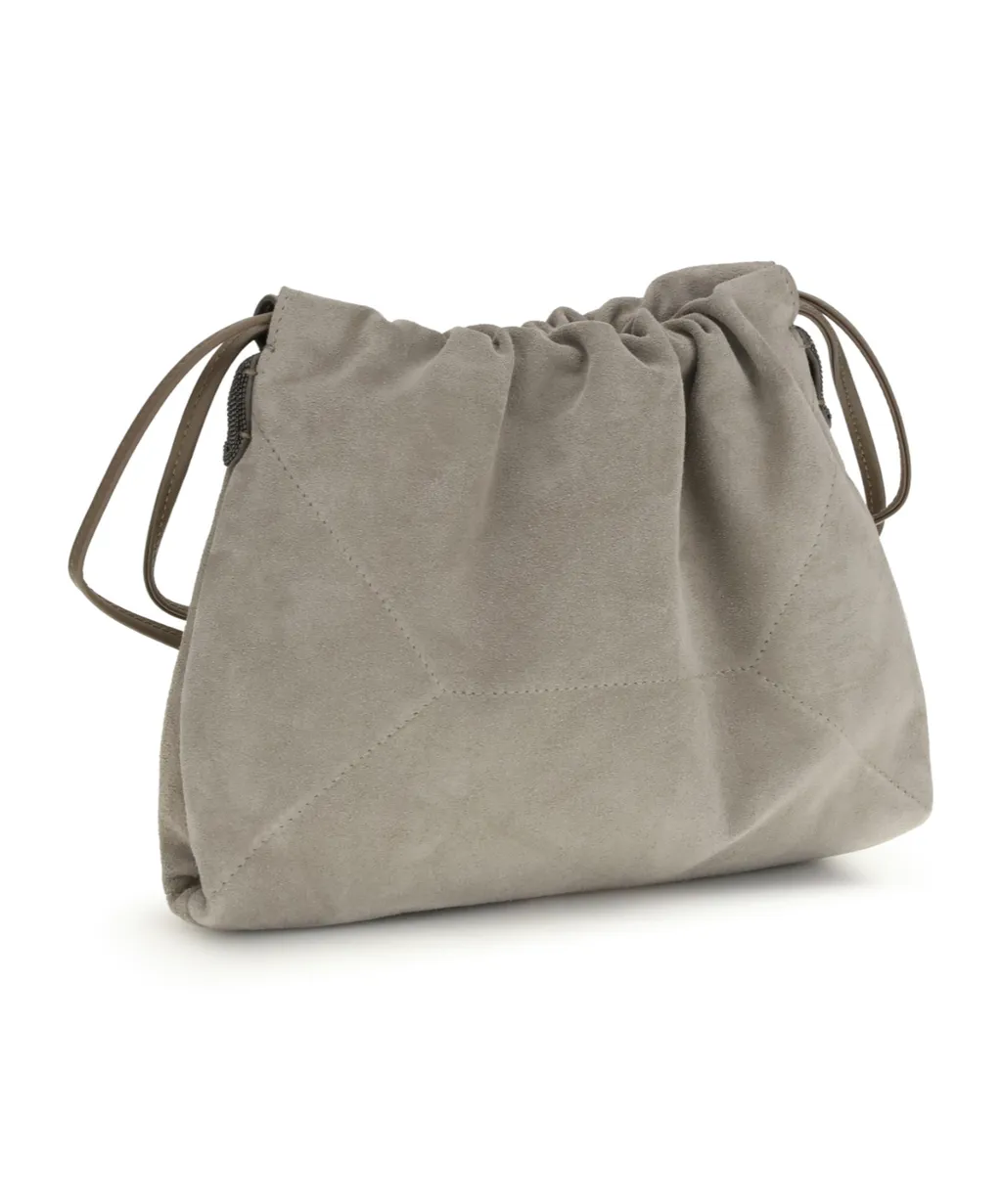 Drawstring Suede Shoulder Bag