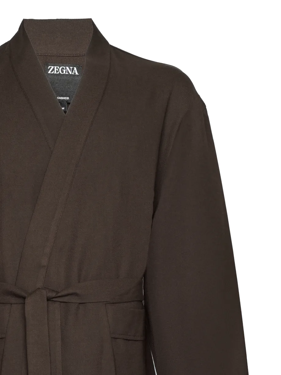 Zegna Long Sleeve Belted Jacket