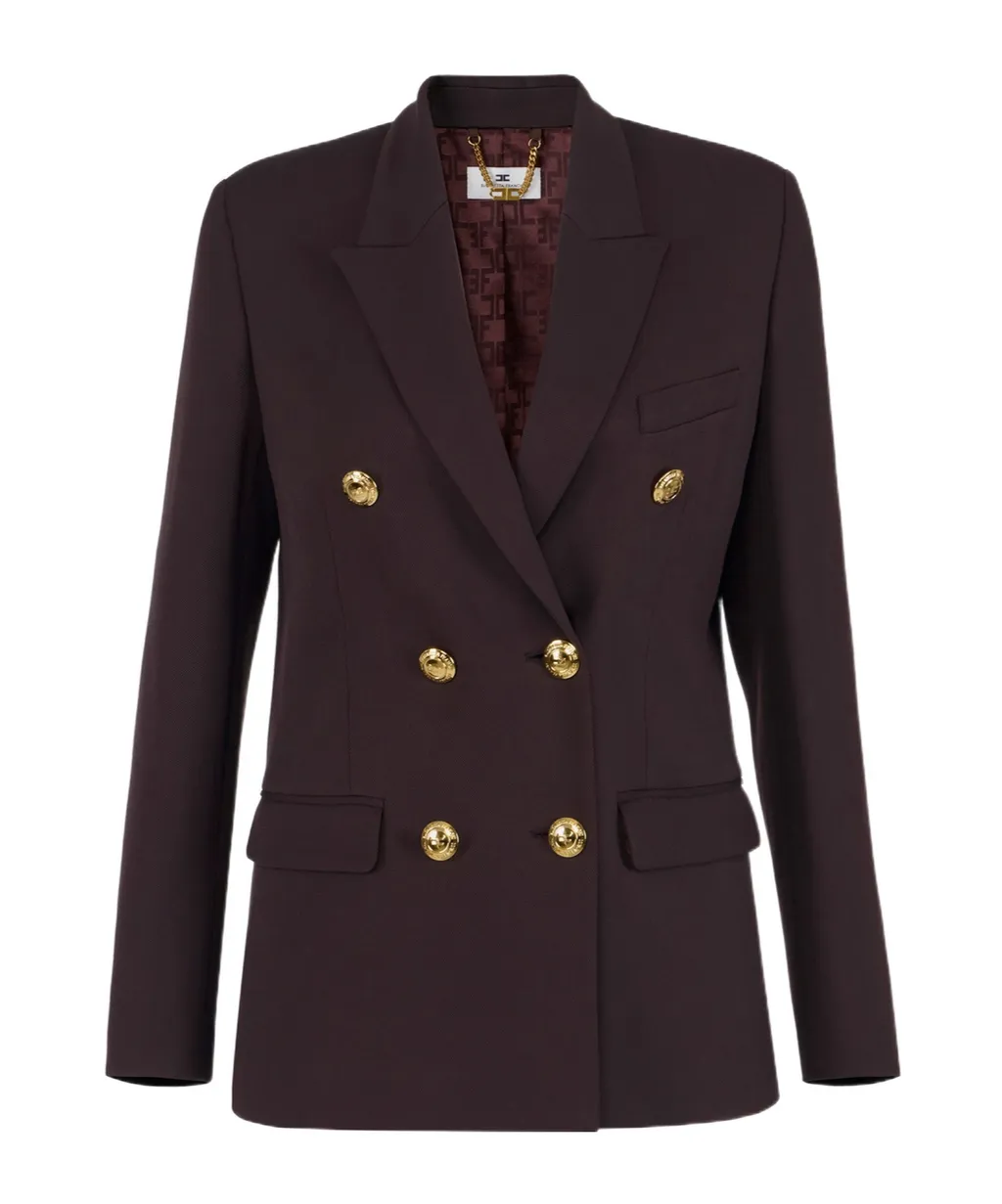 Elisabetta Franchi Gabardine Double-Breasted Jacket