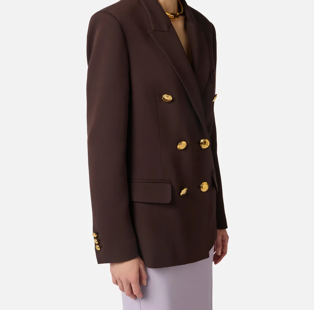 Elisabetta Franchi Gabardine Double-Breasted Jacket