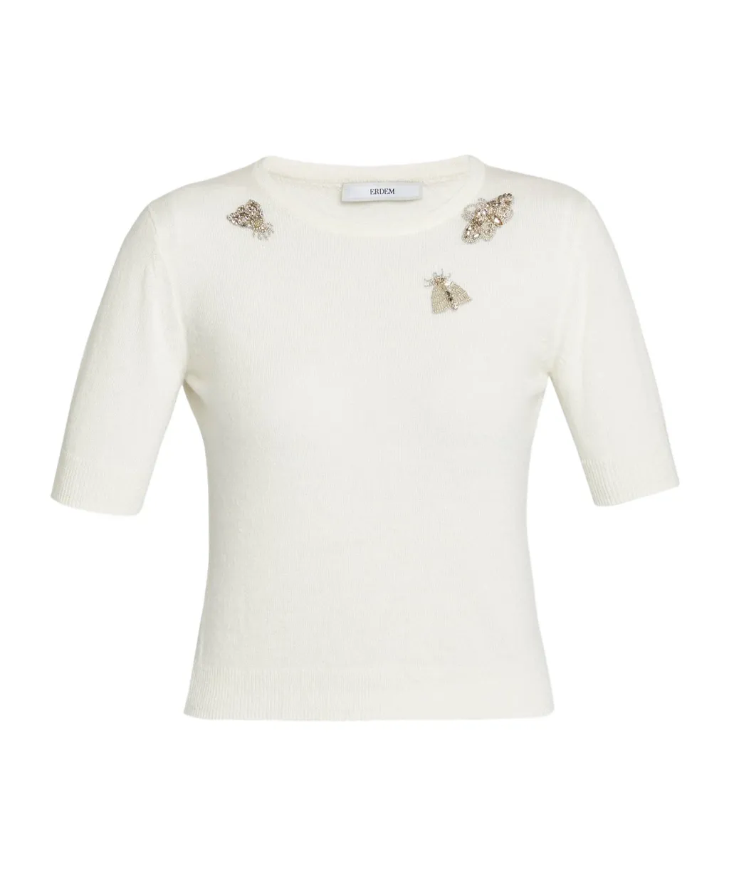 Embellished Short Sleeve Knit Top