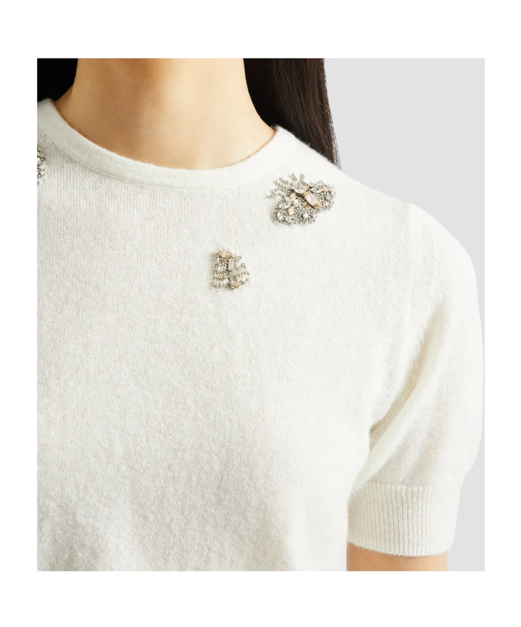 Embellished Short Sleeve Knit Top