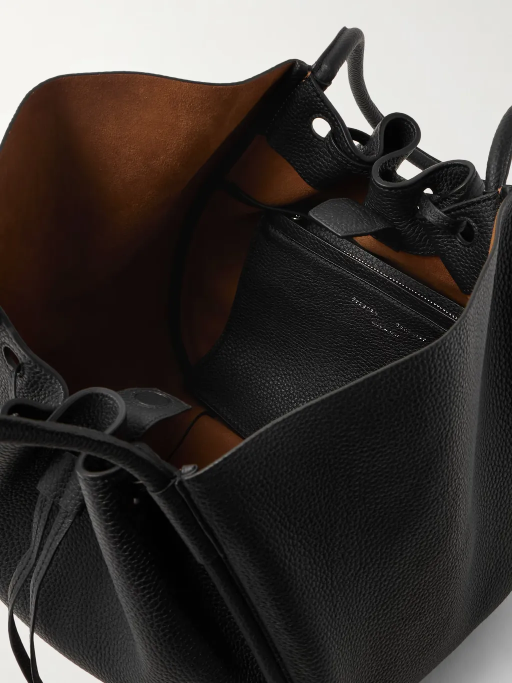 Large Ruched Textured-Leather Tote