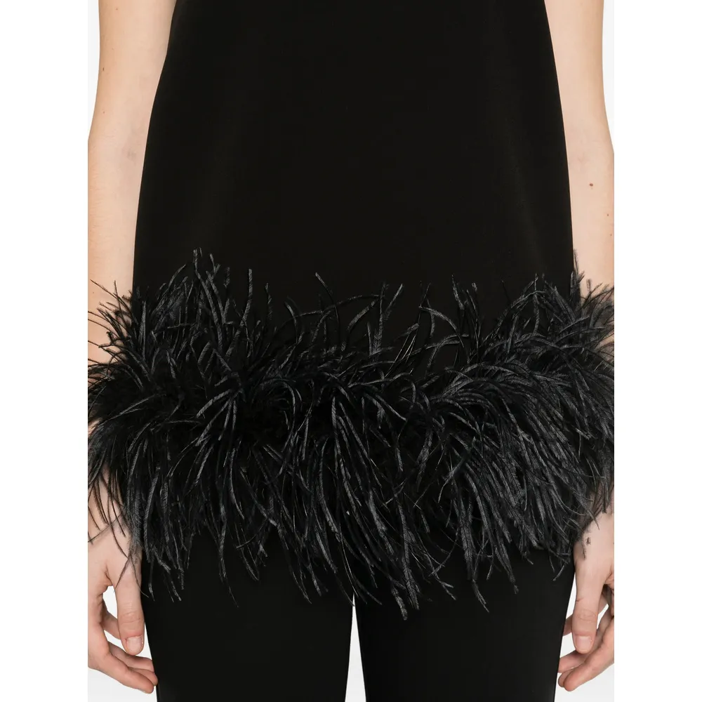 Max Mara Studio Msevello Mock Neck Feather-Trim Top