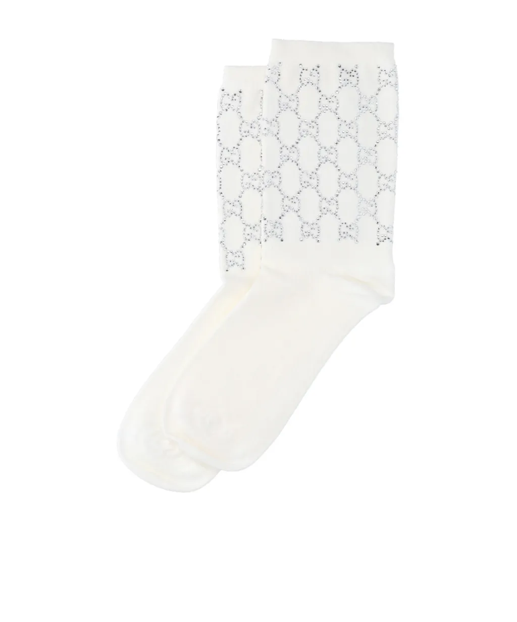 Gucci Gg Embellished Ribbed Socks