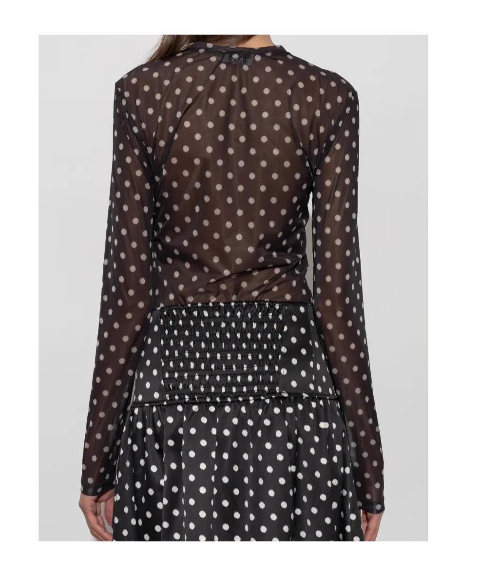 Ganni Printed Sheer Longsleeve Top