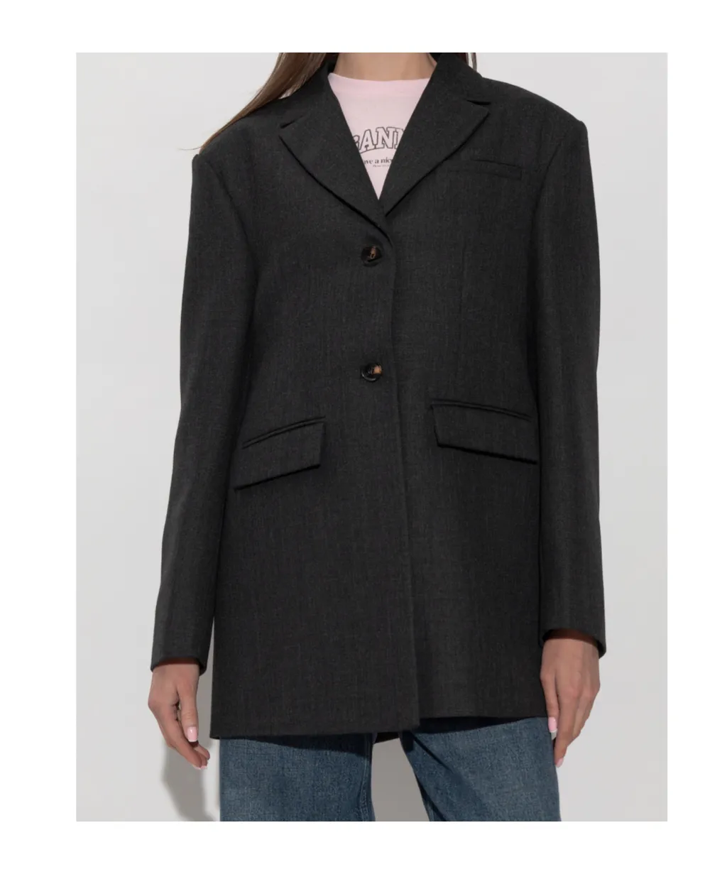 Grey Wool Suiting Blazer