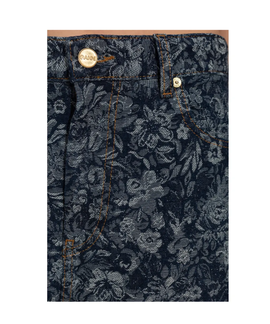 Floral-Pattern Jeans