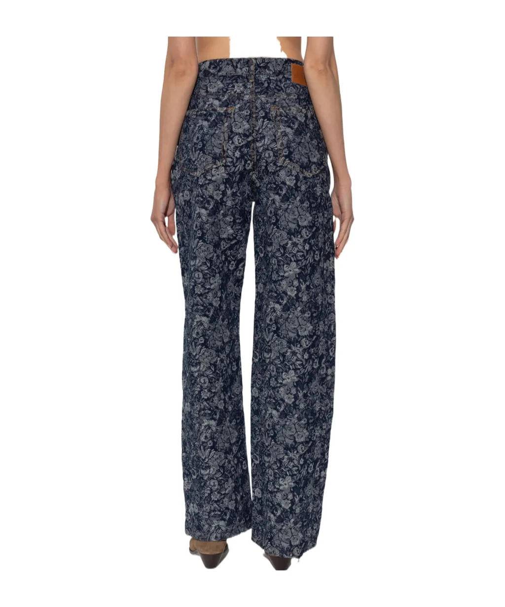 Floral-Pattern Jeans