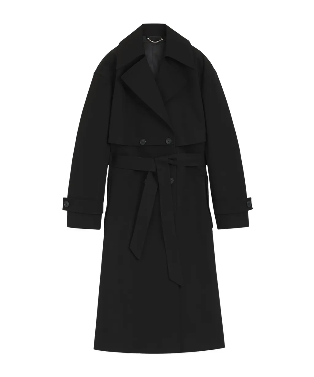 Belted Trench Coat In Stretch Cotton