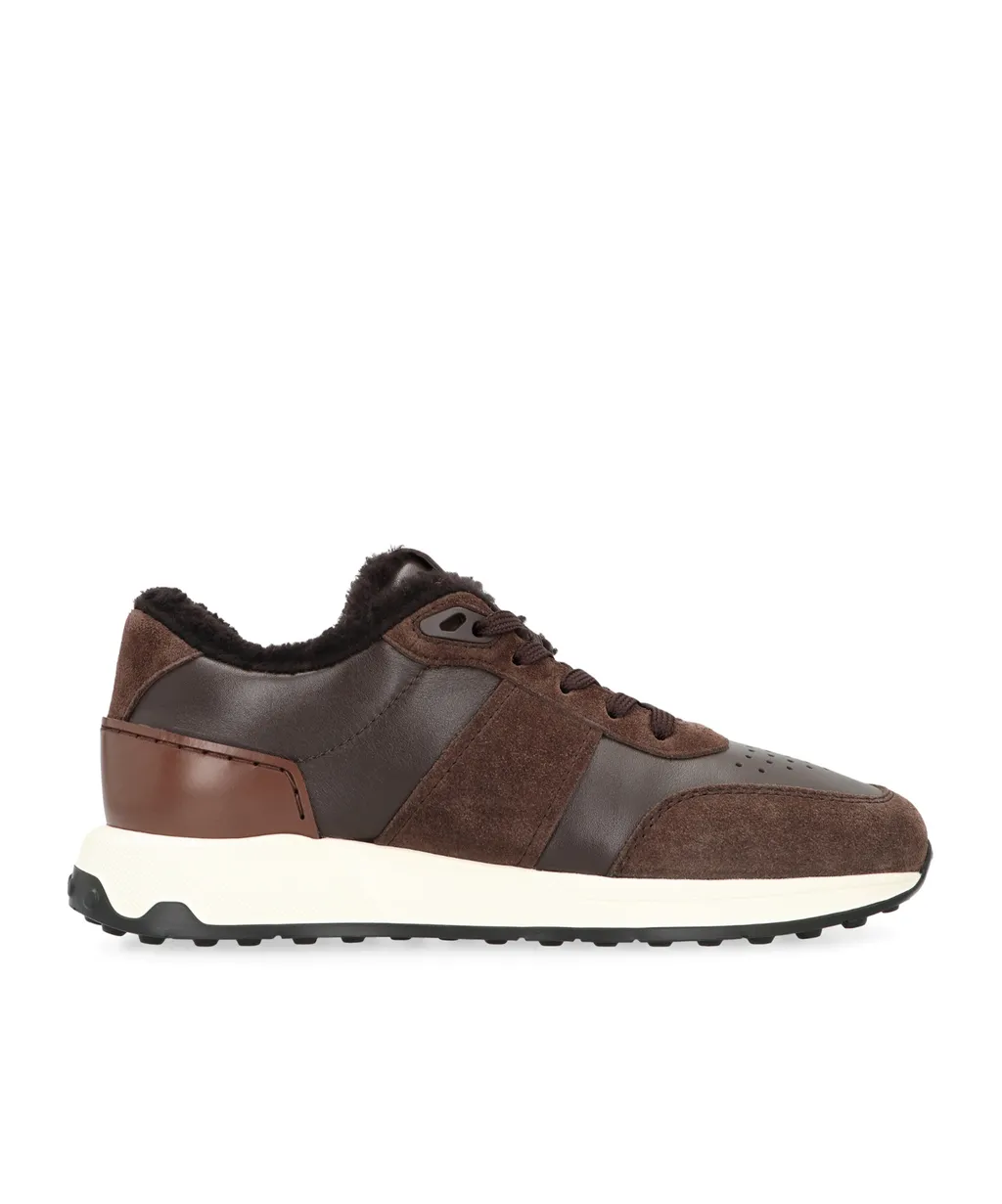 Tod's Panelled Shearling Lace-Up Sneakers
