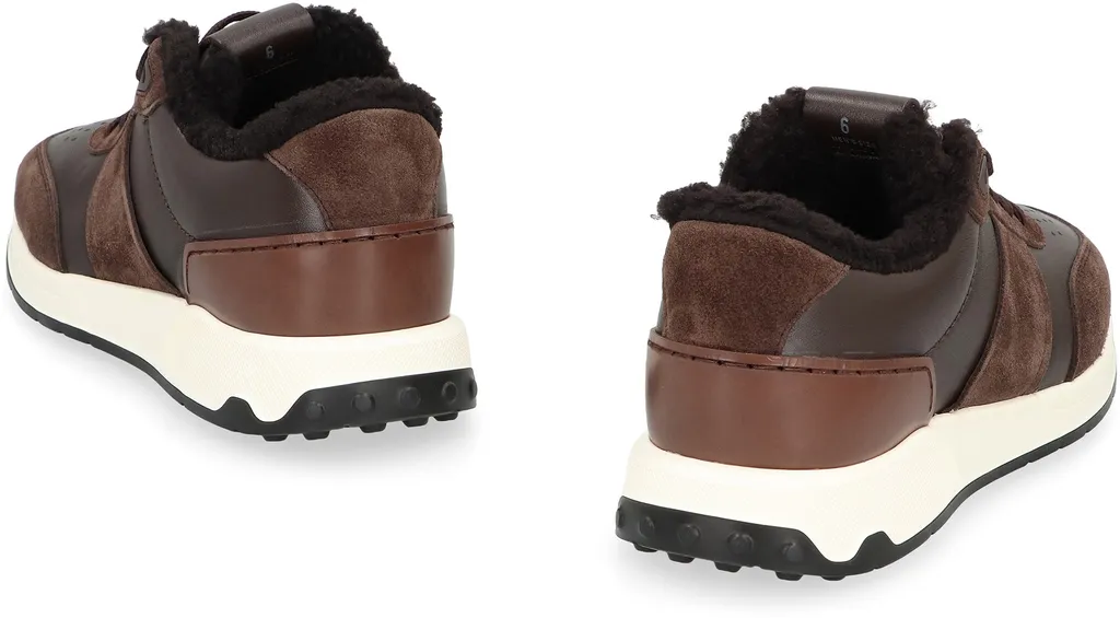 Tod's Panelled Shearling Lace-Up Sneakers