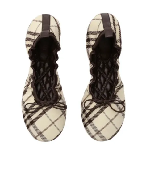 Burberry Check Fawn Ballerinas