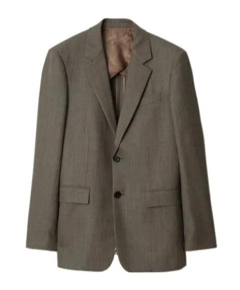 Sharkskin Wool Tailored Jacket