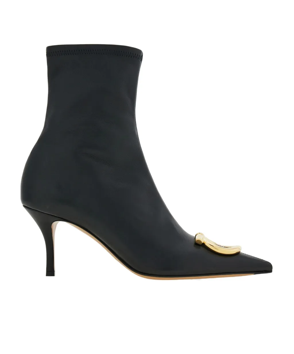 Pointed Ankle Boot With Maxi Gancini Buckle