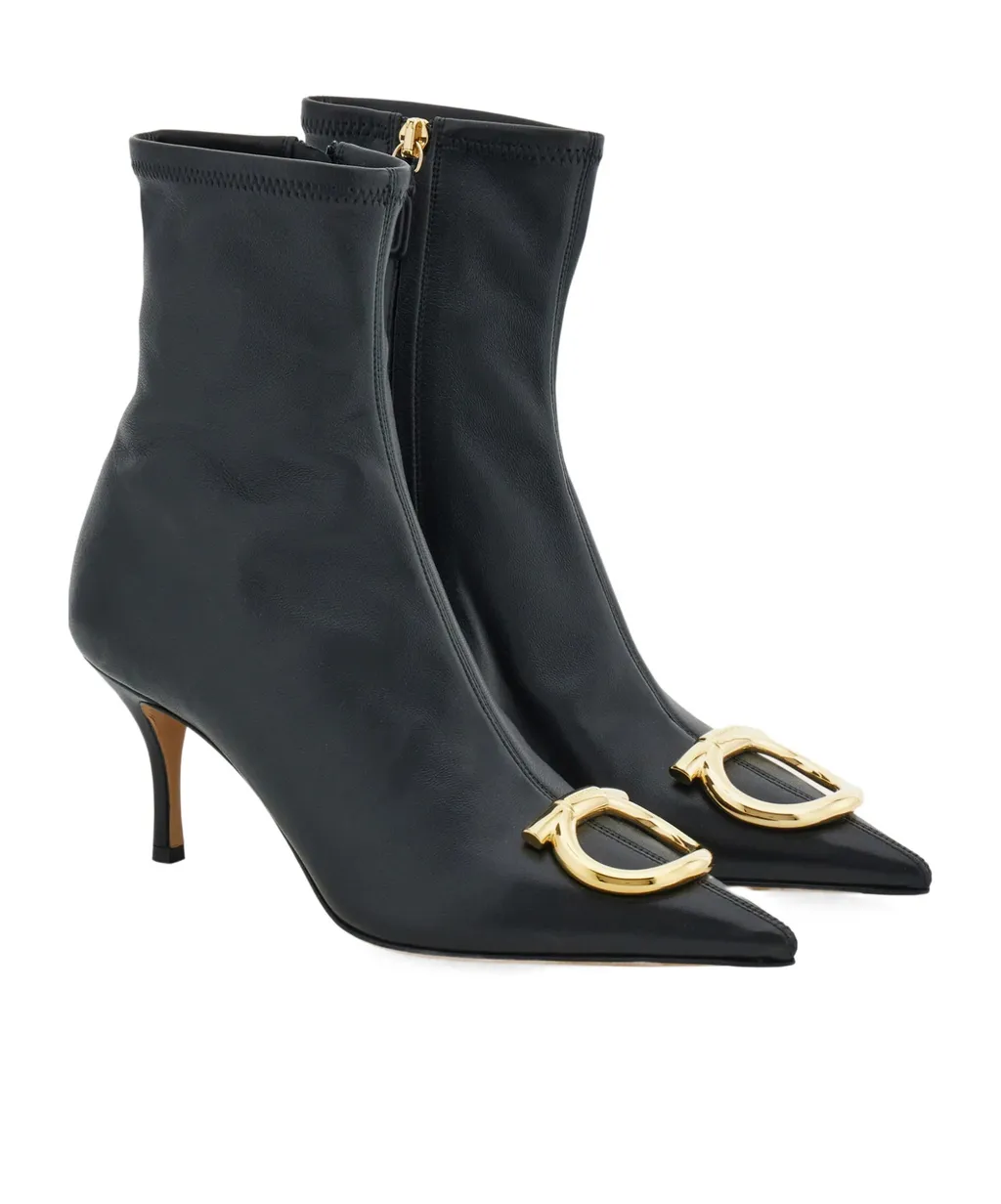 Pointed Ankle Boot With Maxi Gancini Buckle