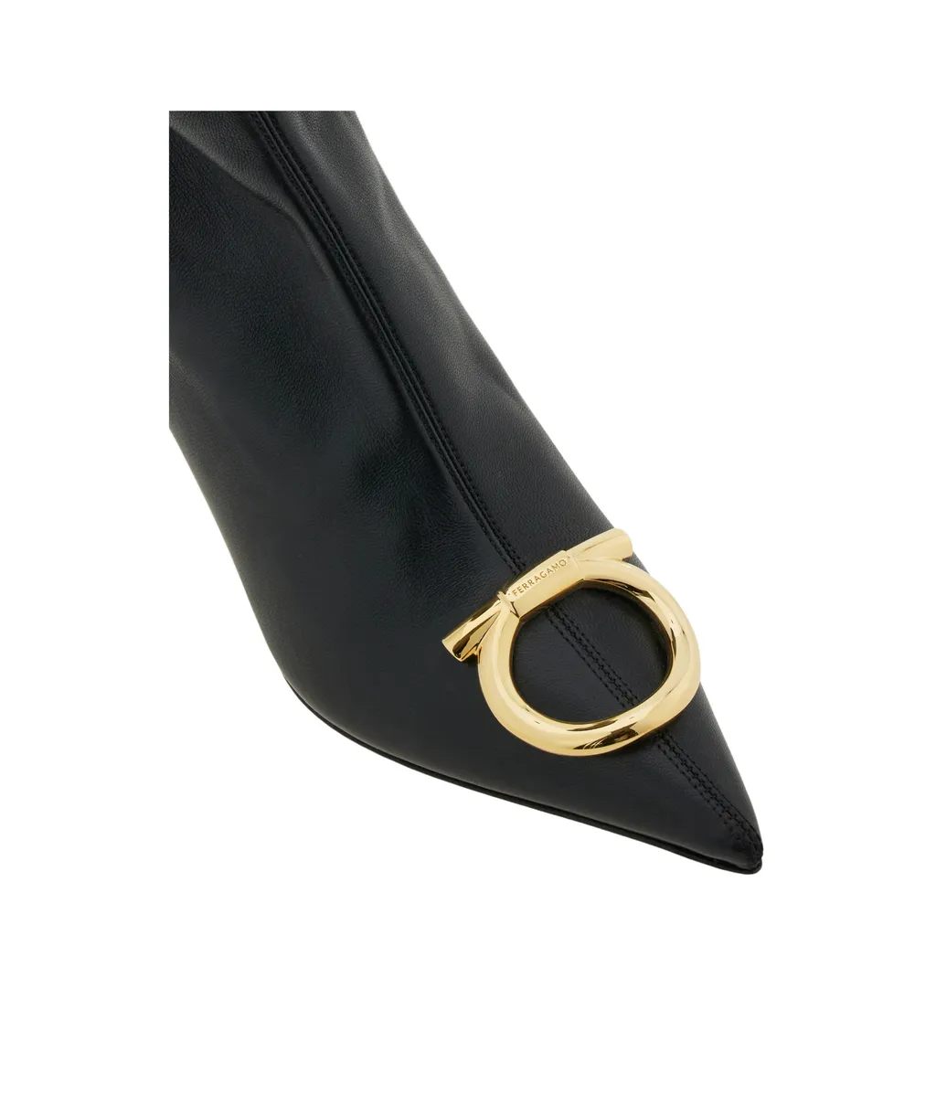 Pointed Ankle Boot With Maxi Gancini Buckle