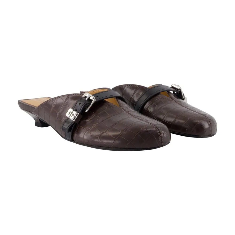 Ganni Sue Kitten Embossed Mules