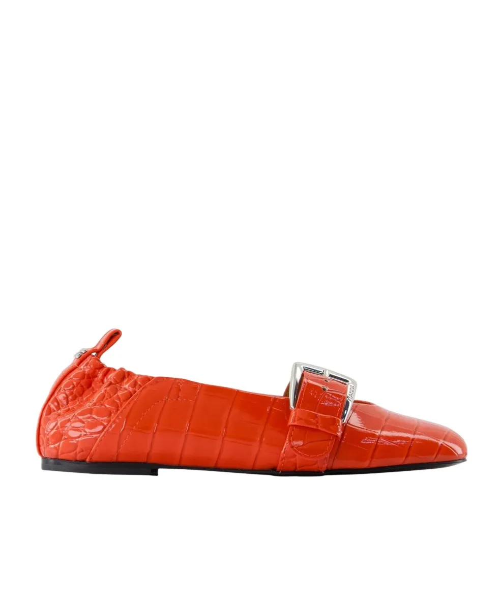 Ganni Embossed Slip On Ballerinas