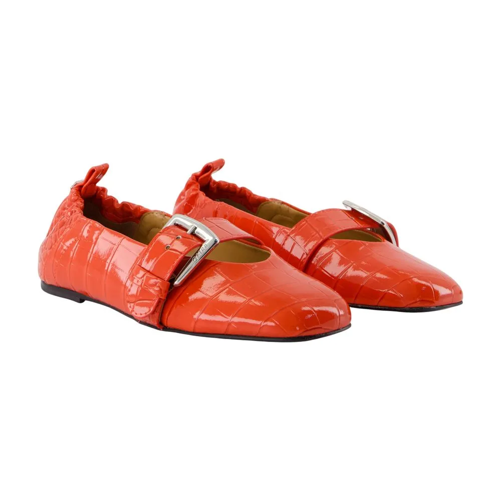 Ganni Embossed Slip On Ballerinas