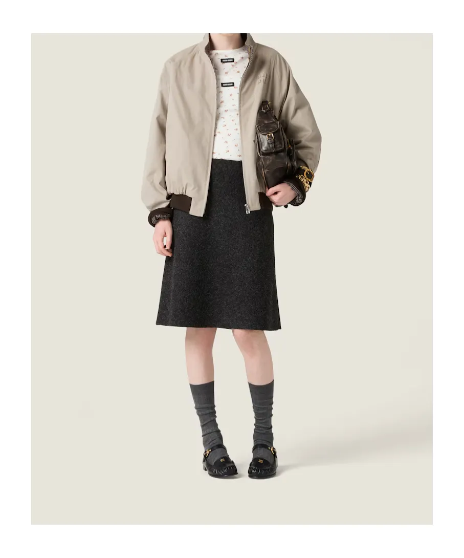 Reversible Houndstooth Check And Panama Cotton Blouson Jacket