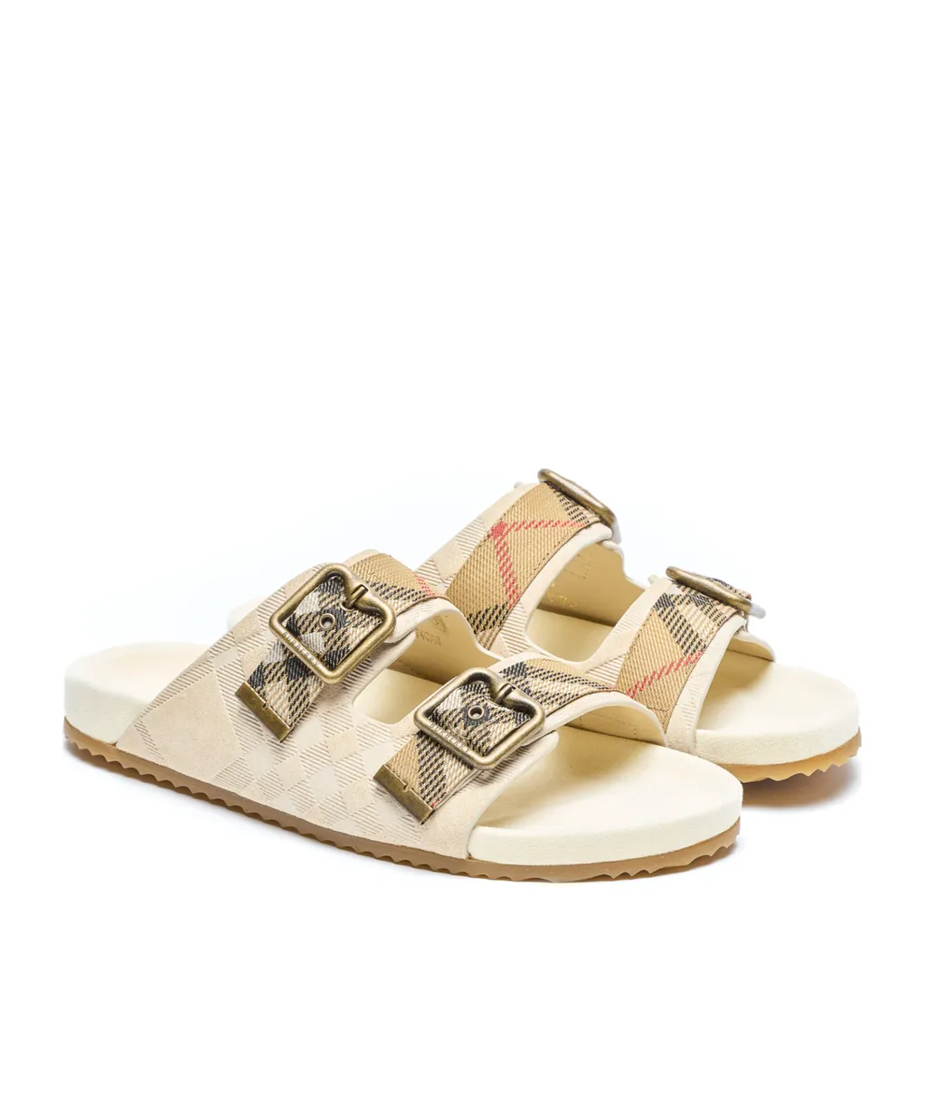 Burberry Double Buckle Checked Sandals