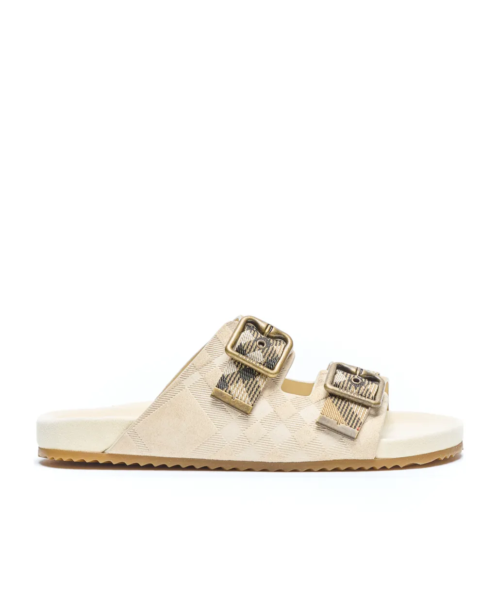 Burberry Double Buckle Checked Sandals