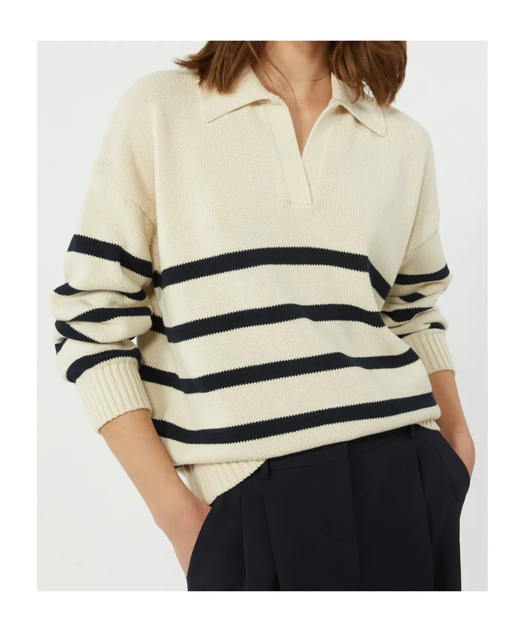 Long-Sleeved Knit Polo Shirt