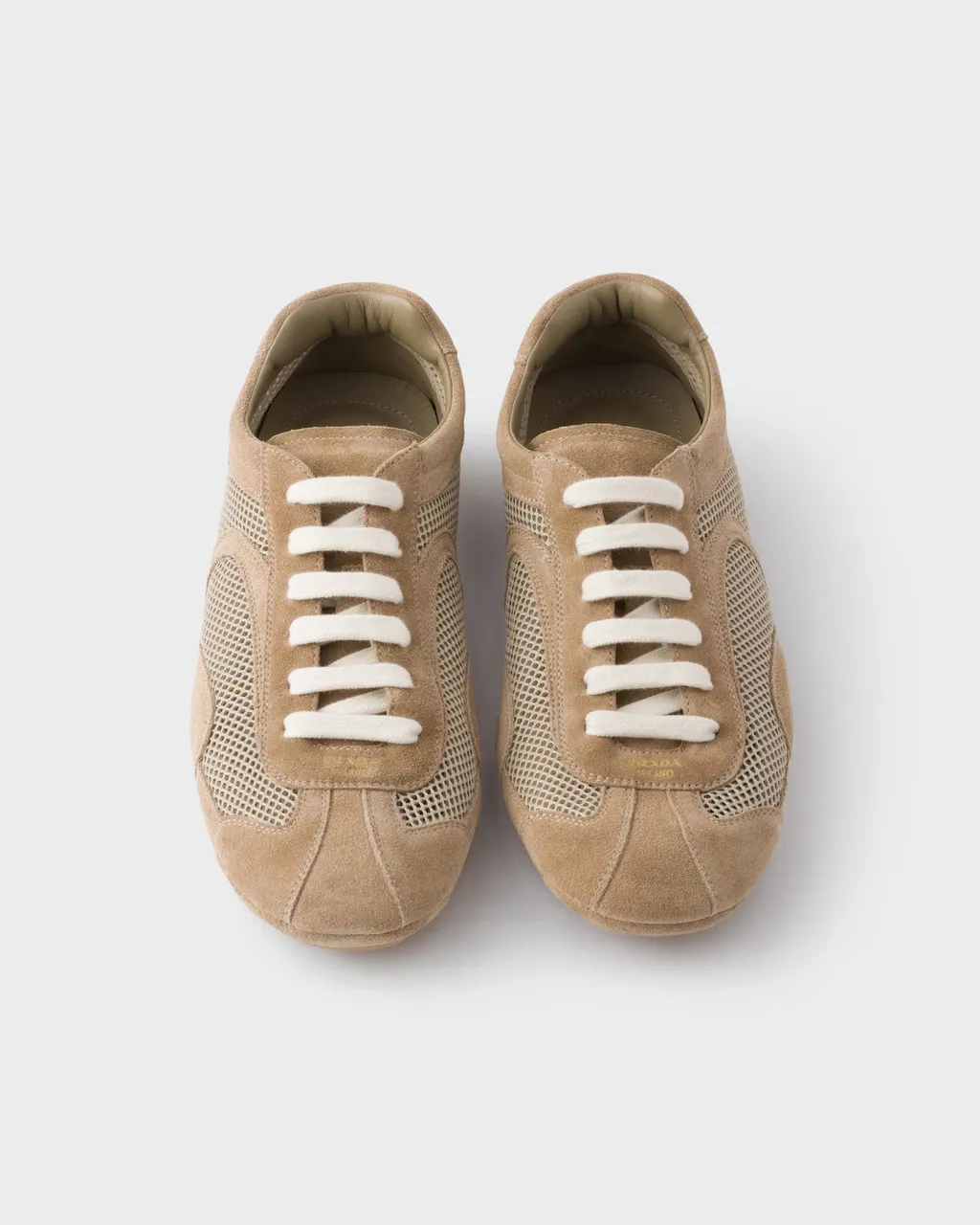 Prada Mesh-Panelled Lace-Up Sneakers