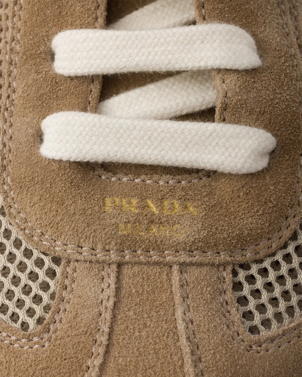 Prada Mesh-Panelled Lace-Up Sneakers