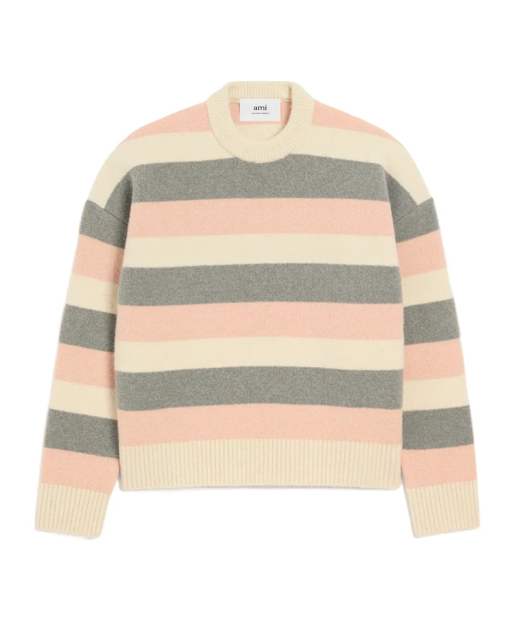 Ami Paris Striped Crewneck Sweater