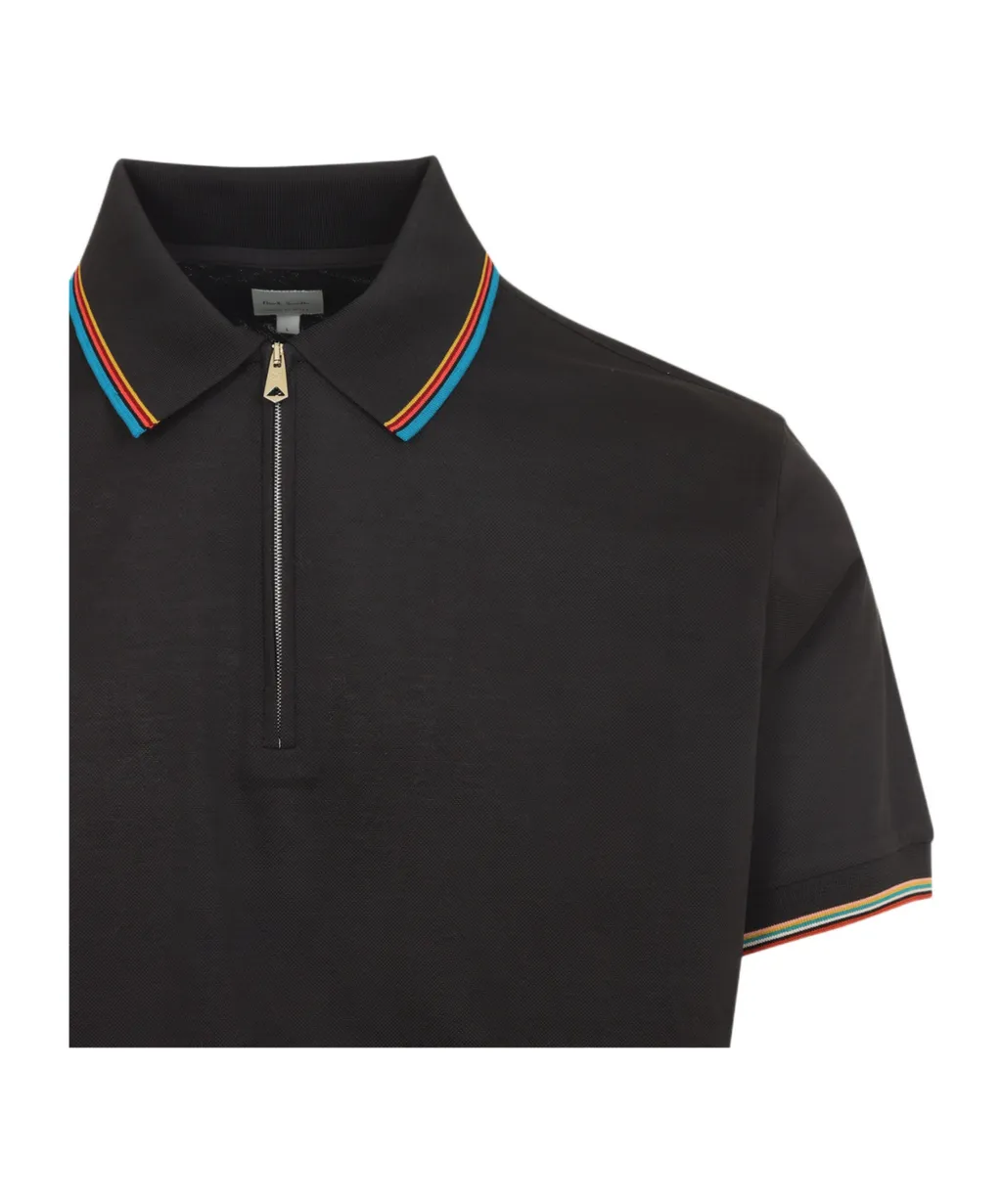 Paul Smith Zip-Neck Stripe-Trim Polo Shirt