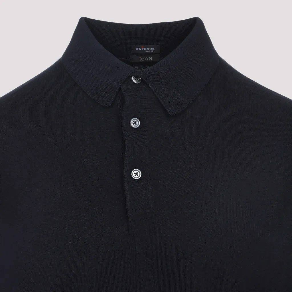 Kiton Long-Sleeve Cotton Polo Shirt