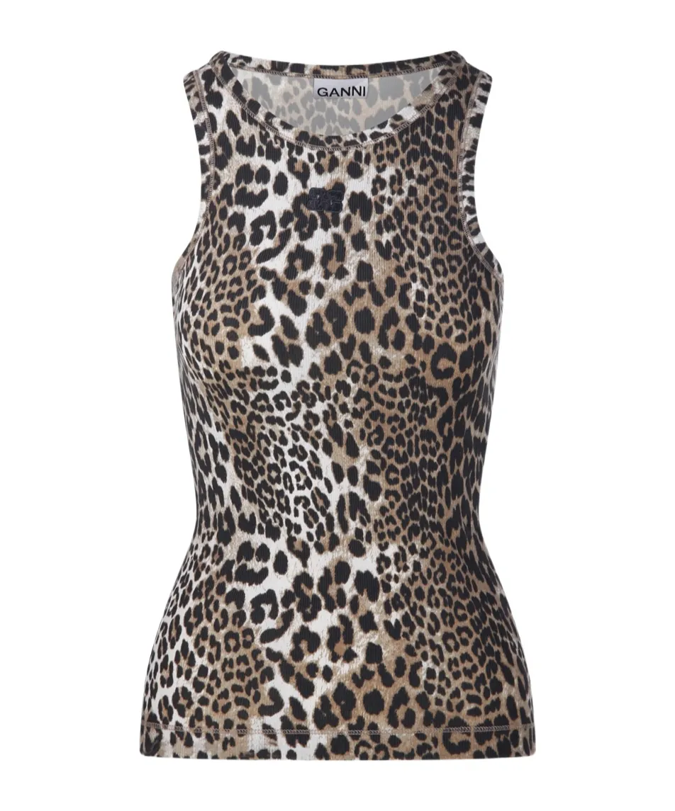 Leopard Rib Tank Top
