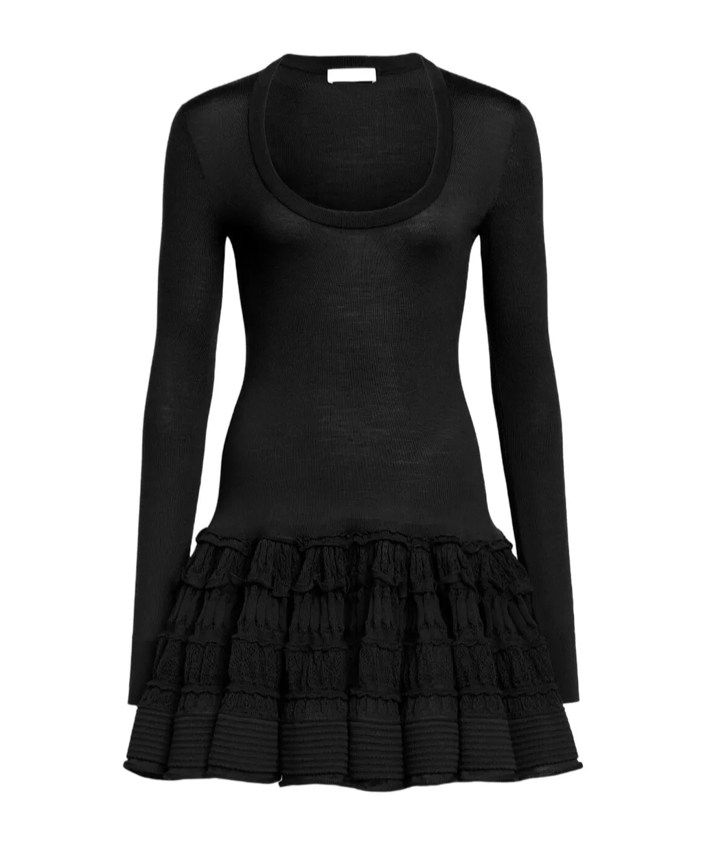 Crinoline Long-Sleeve Mini Dress