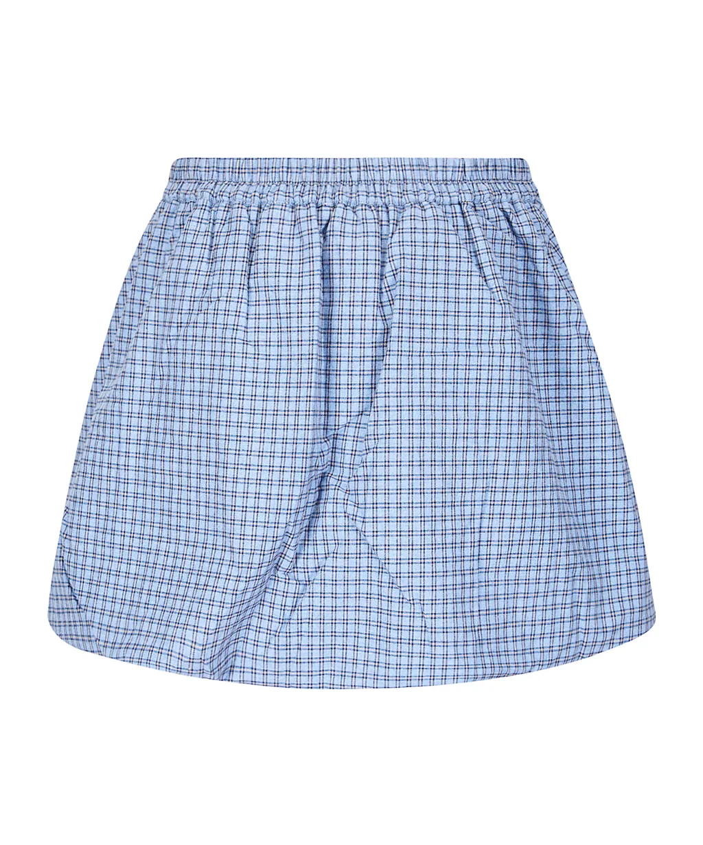 Elastic Plaid Midi Skirt