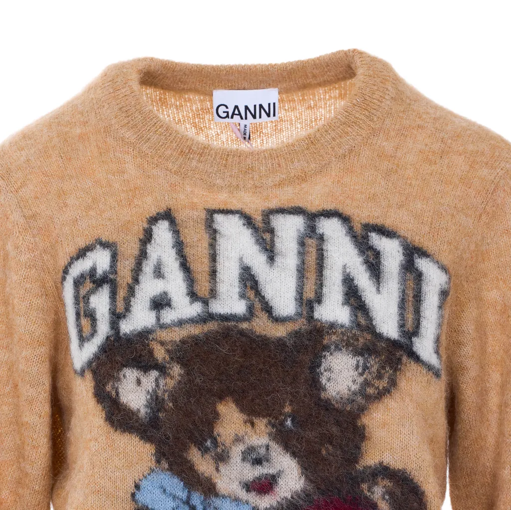 Ganni Graphic Bear Intarsia Knit Jumper