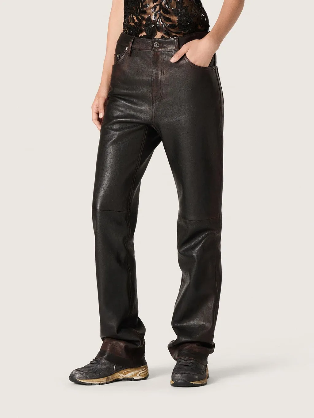 Golden Goose Deluxe Brand Straight-Leg Leather Pants