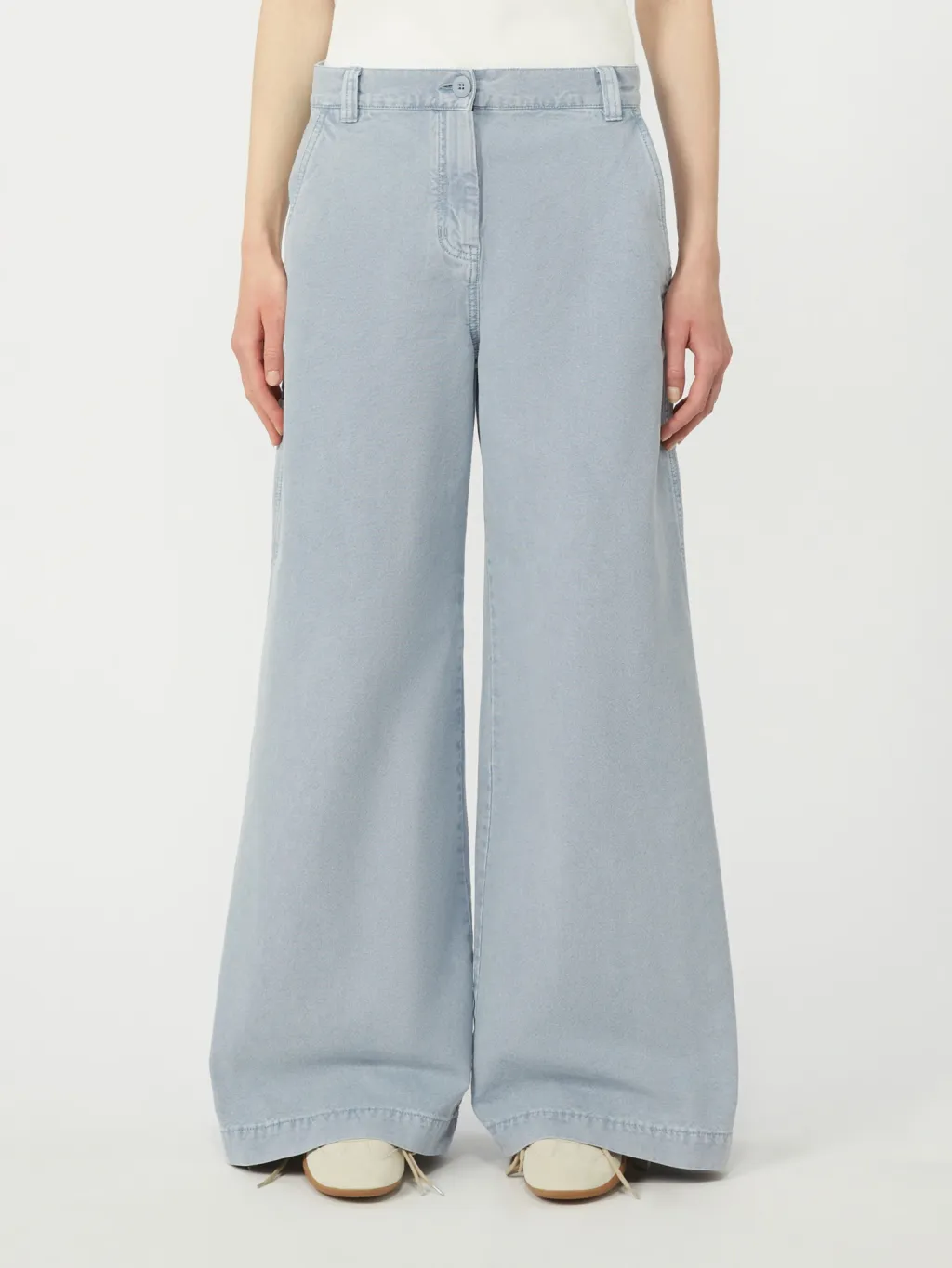 Wide-Leg Cotton Canvas Pants
