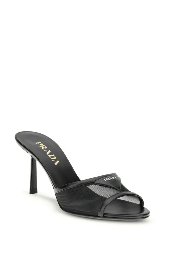 Prada Logo Detailed Heeled Sandals