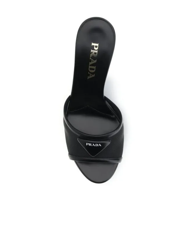 Prada Logo Detailed Heeled Sandals