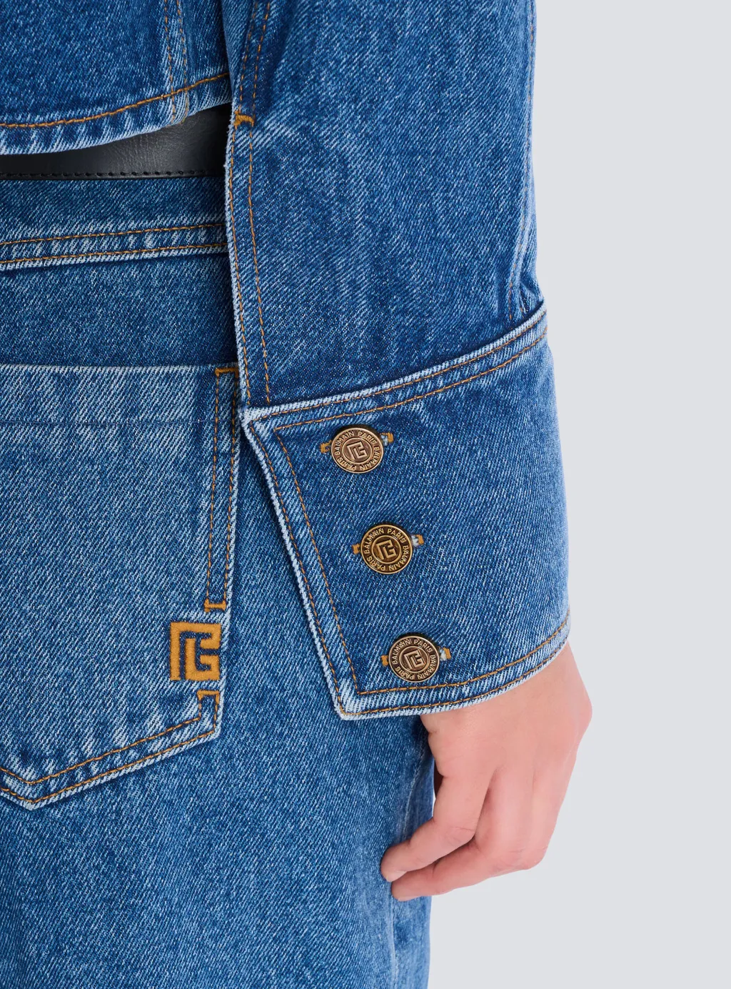 Balmain Cropped Faded Denim Jacket