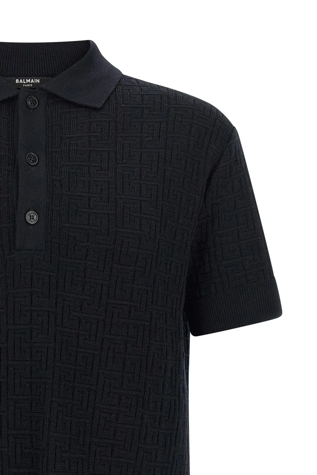Balmain Monogram Knit Polo Shirt
