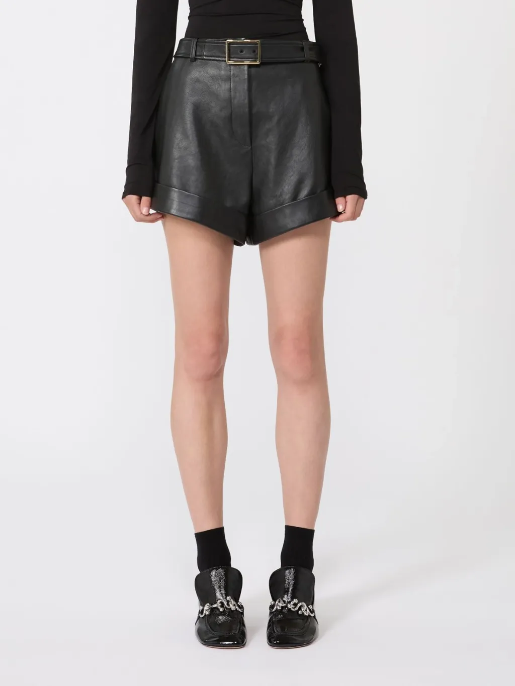 Leather Bermuda Shorts - Black
