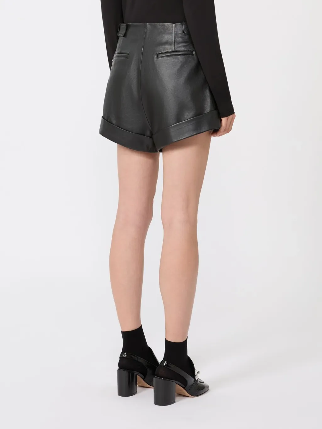 Leather Bermuda Shorts - Black