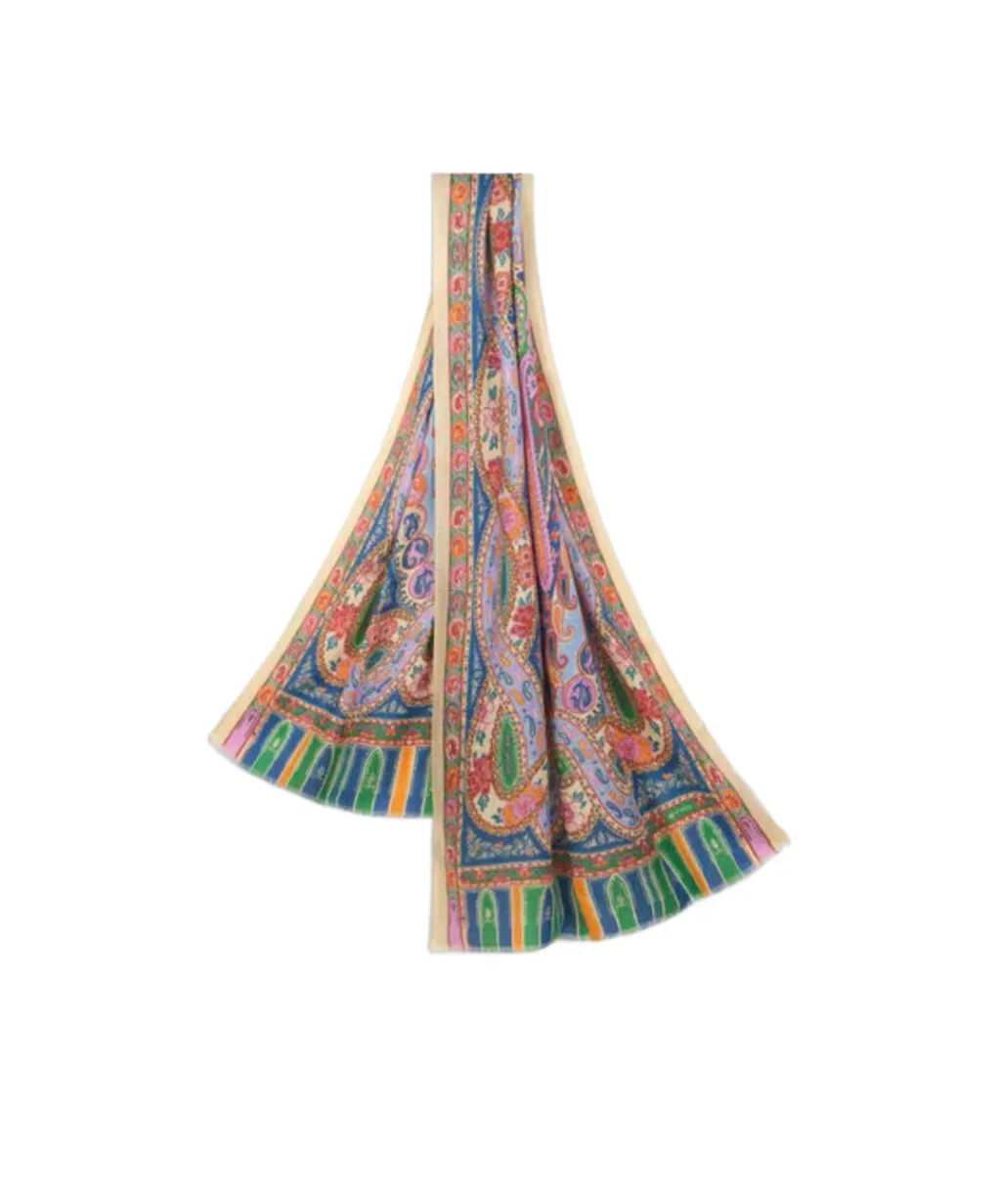 Paisley Wool And Silk Scarf